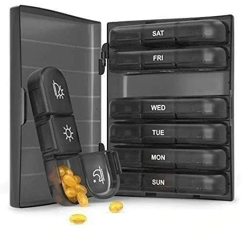 (🔥 Summer Hot Sale - Save 49% OFF) 21 Grid Black Pill Box Sorting Box, Buy 2 Free Shipping