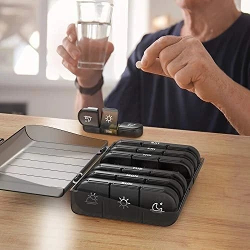 (🔥 Summer Hot Sale - Save 49% OFF) 21 Grid Black Pill Box Sorting Box, Buy 2 Free Shipping