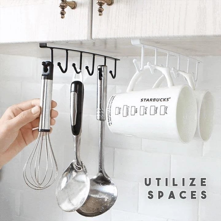 (🎁2024 New Year Hot Sale🎁- 48% OFF) Under-Cabinet Hanger Rack (6 Hooks)- Buy 2 Get Extra 10% OFF